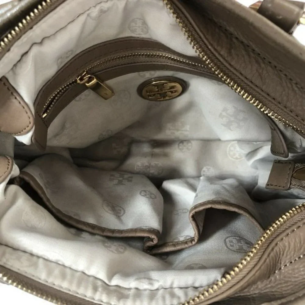 Tory Burch Handbag Satchel Leather Taupe